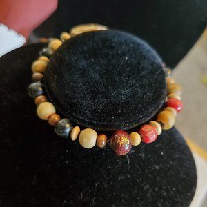 7.5" Wood Bead Strand Artisan Bracelet Simple NWT